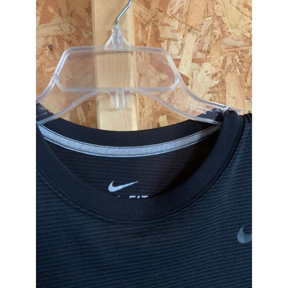 Nike Dri-Fit Mens Black Striped Short Sleeve Athletic Shirt L - Picture 5 of 7
